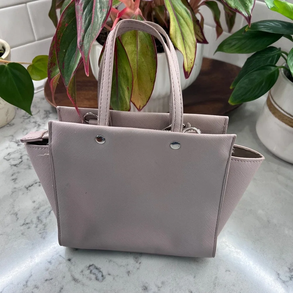 Steve Madden Dusty Pink Saffiano Vegan‎ Leather Winged Satchel Crossbody Bag